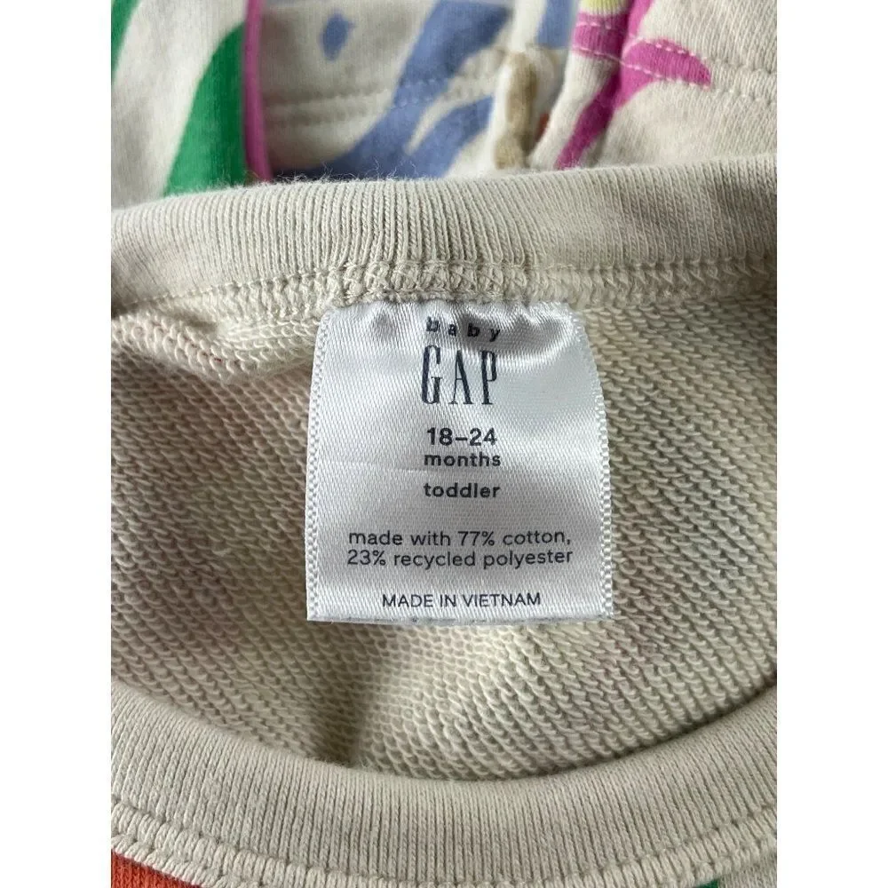 Baby Gap Kids Graphic Crew Neck Sweatshirt Multi Floral Girls Size 18-24 Months